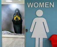 Entrance to women's washroom at Iceland Airport
